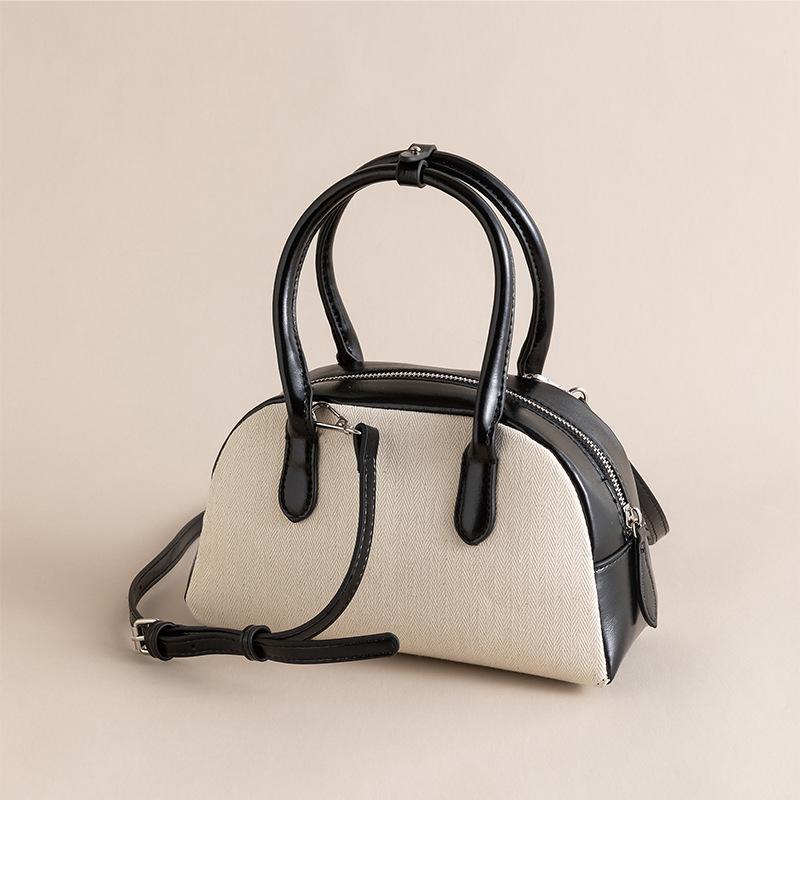 Shoulder handbag2024新款贝壳包 简约百搭迷你拼色保龄球包手提斜挎包波士顿包