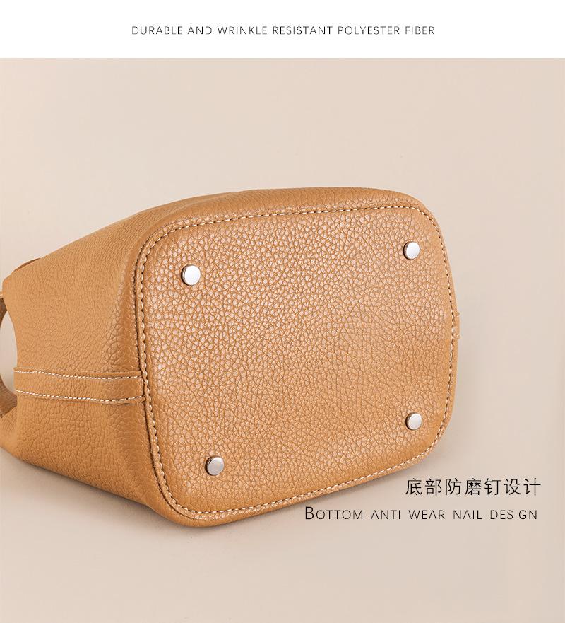 Shoulder handbag2024新款菜篮子包 荔枝纹纯色高级感手提子母包大容量水桶包现货