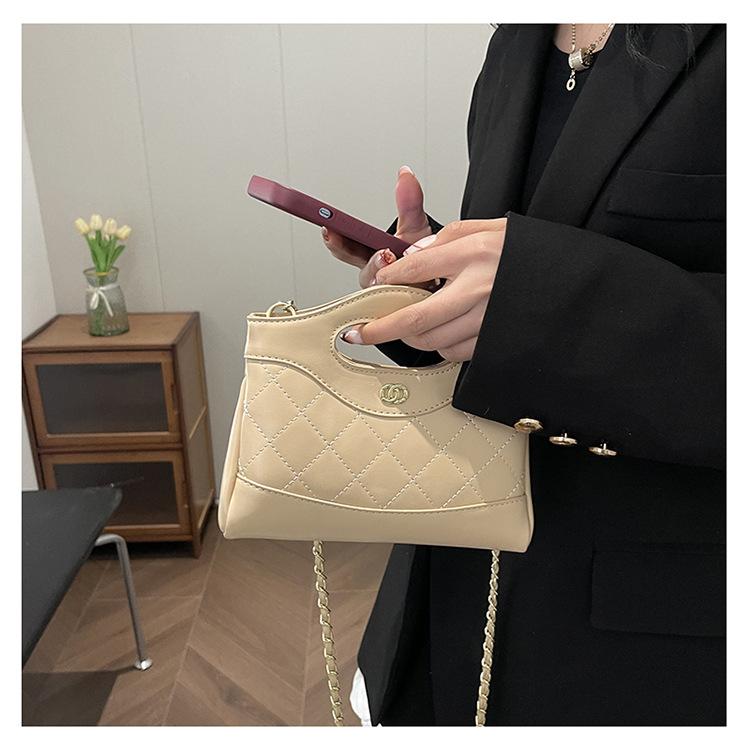 Shoulder handbag跨境小众设计链条手提包包2024春季新款菱格小香风百搭单肩斜挎包