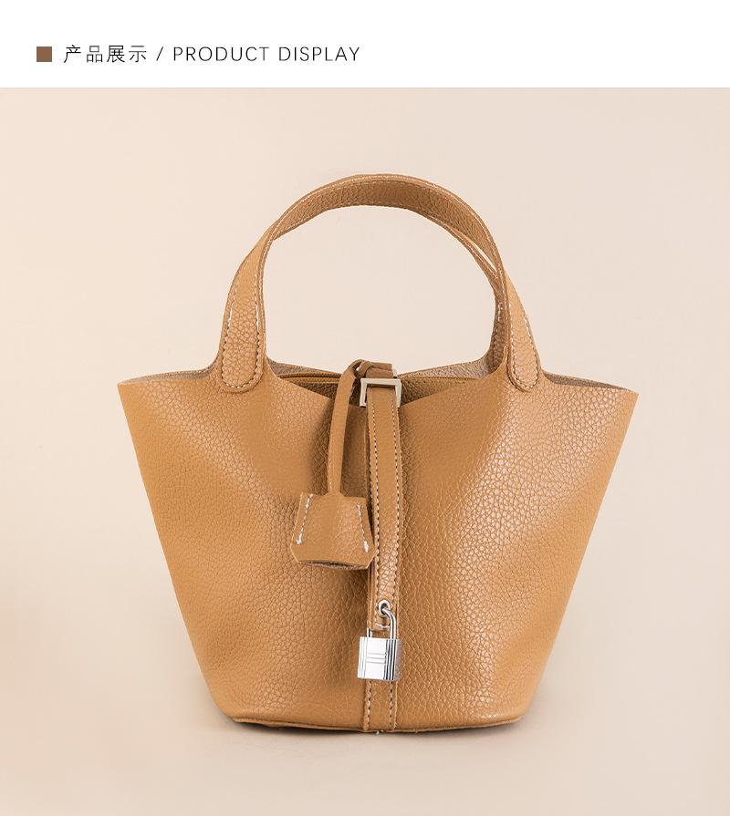 Shoulder handbag2024新款菜篮子包 荔枝纹纯色高级感手提子母包大容量水桶包现货
