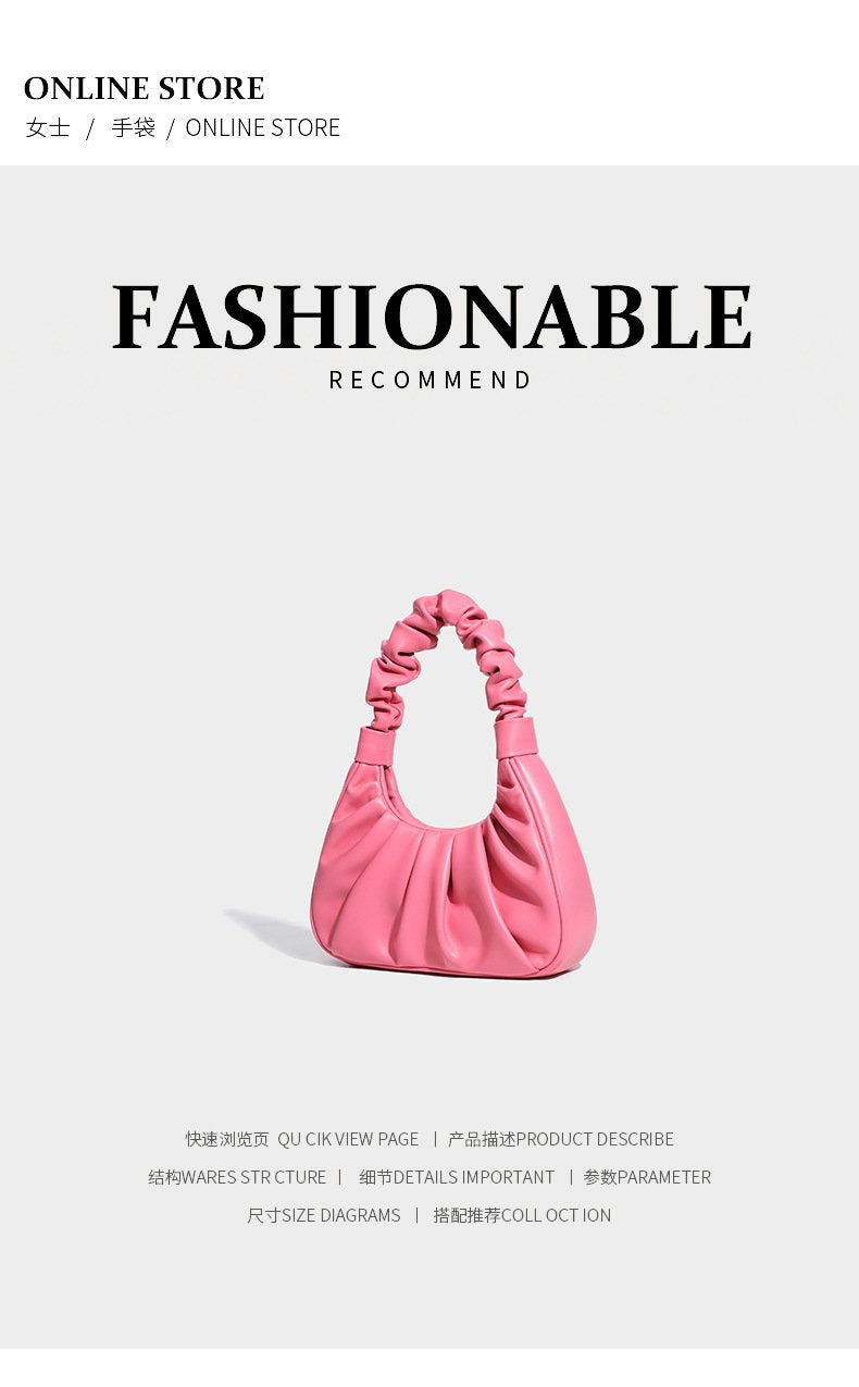 Shoulder handbag严选批发包包女2024新款小众设计时尚单肩腋下包高级感手提褶皱包