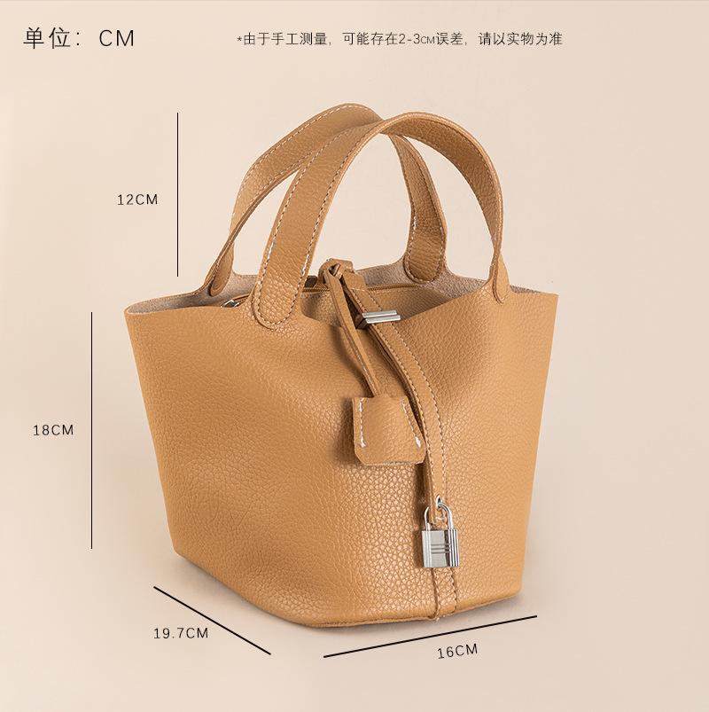 Shoulder handbag2024新款菜篮子包 荔枝纹纯色高级感手提子母包大容量水桶包现货