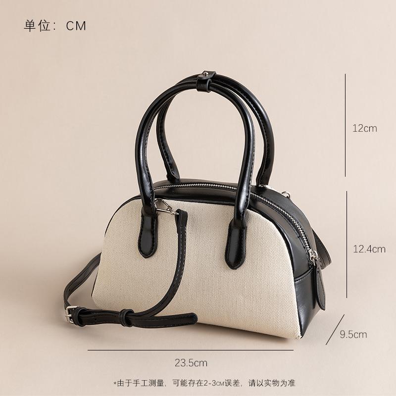 Shoulder handbag2024新款贝壳包 简约百搭迷你拼色保龄球包手提斜挎包波士顿包