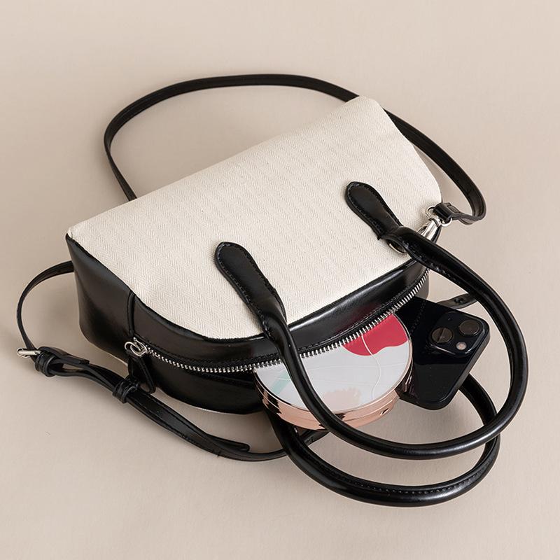 Shoulder handbag2024新款贝壳包 简约百搭迷你拼色保龄球包手提斜挎包波士顿包