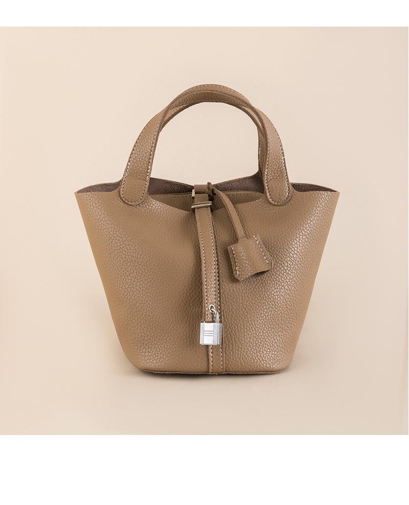 Shoulder handbag2024新款菜篮子包 荔枝纹纯色高级感手提子母包大容量水桶包现货