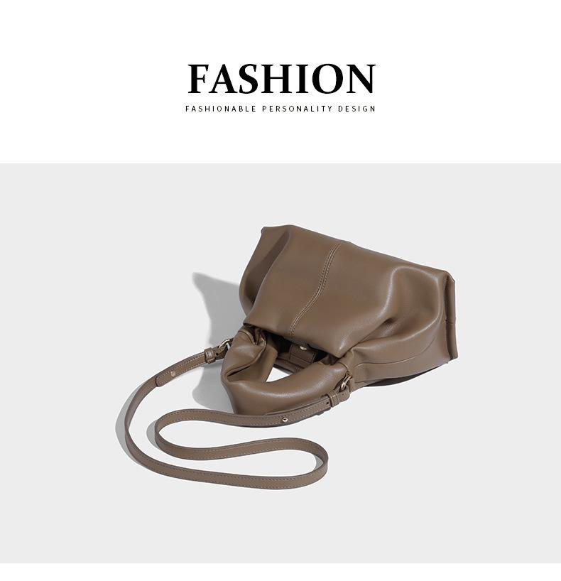 Shoulder handbag2024新款包包秋冬高级感百搭褶皱单肩斜挎包云朵包饺子包手提包