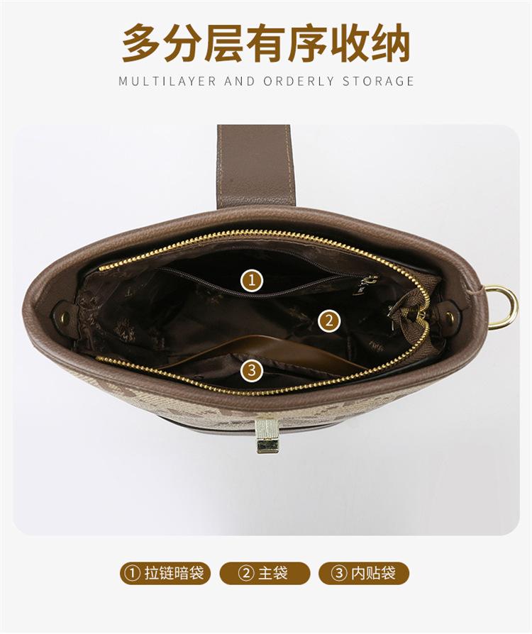 Shoulder handbag包包女士斜挎包高级感轻奢大容量女包通勤单肩包新款复古水桶包