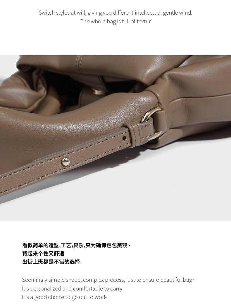 Shoulder handbag2024新款包包秋冬高级感百搭褶皱单肩斜挎包云朵包饺子包手提包