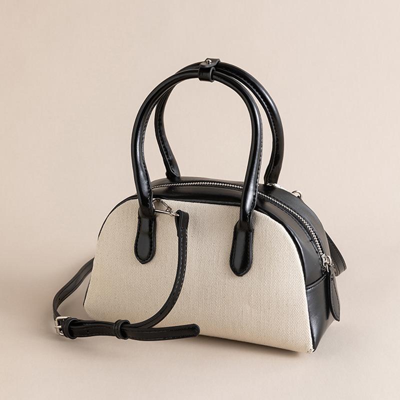 Shoulder handbag2024新款贝壳包 简约百搭迷你拼色保龄球包手提斜挎包波士顿包