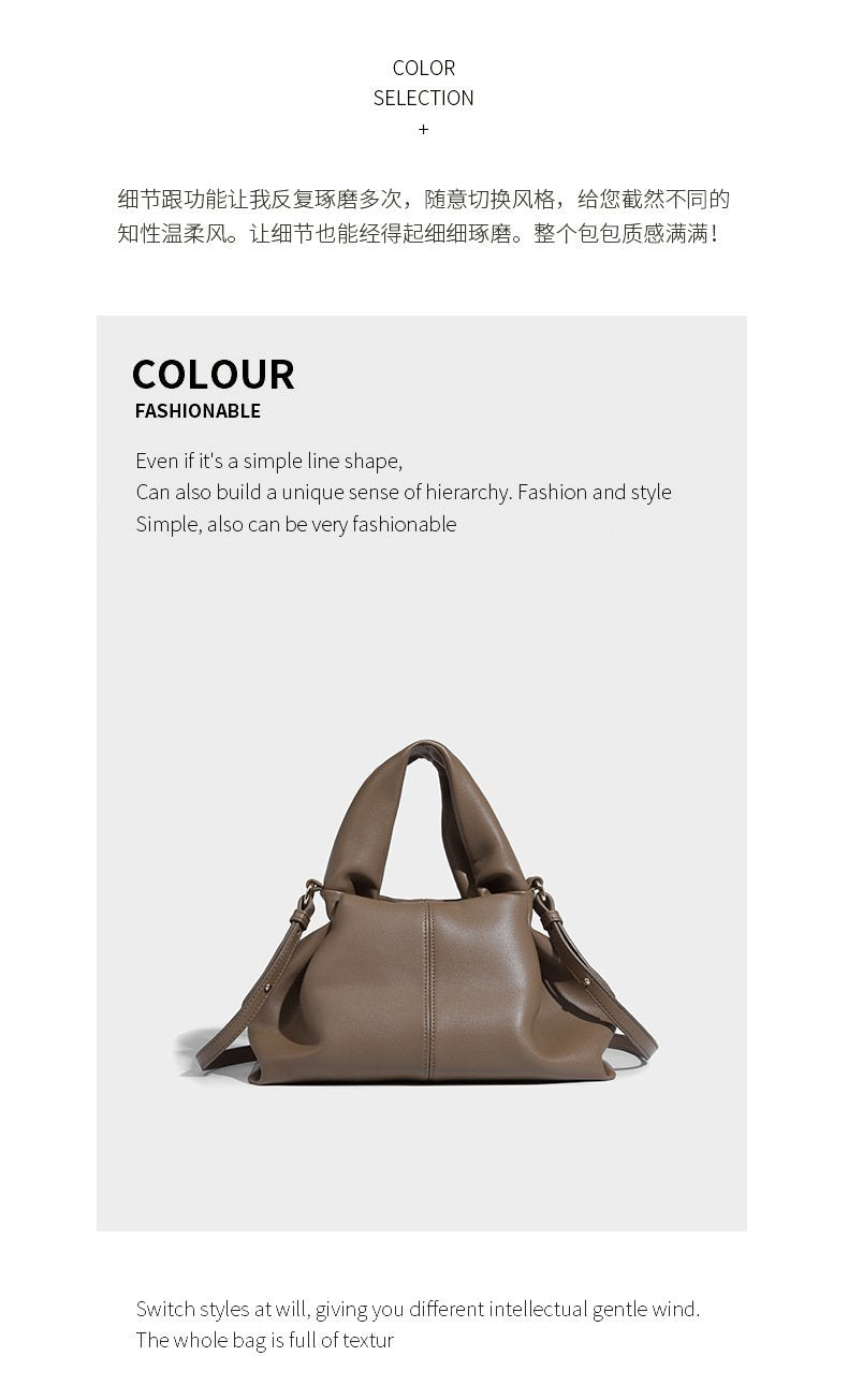 Shoulder handbag2024新款包包秋冬高级感百搭褶皱单肩斜挎包云朵包饺子包手提包