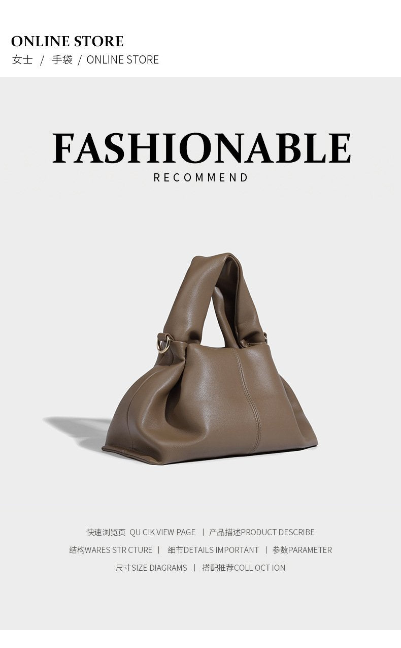 Shoulder handbag2024新款包包秋冬高级感百搭褶皱单肩斜挎包云朵包饺子包手提包