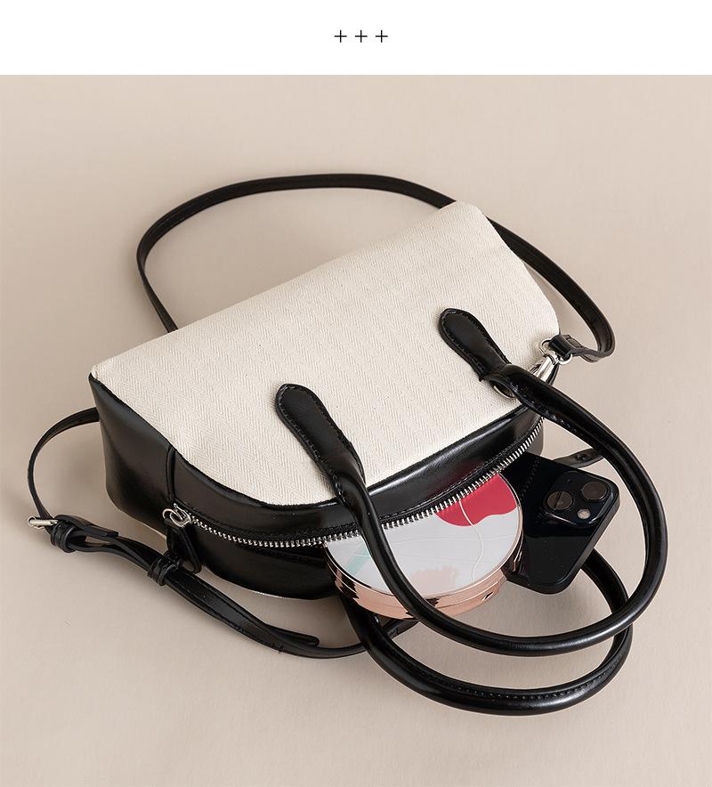 Shoulder handbag2024新款贝壳包 简约百搭迷你拼色保龄球包手提斜挎包波士顿包