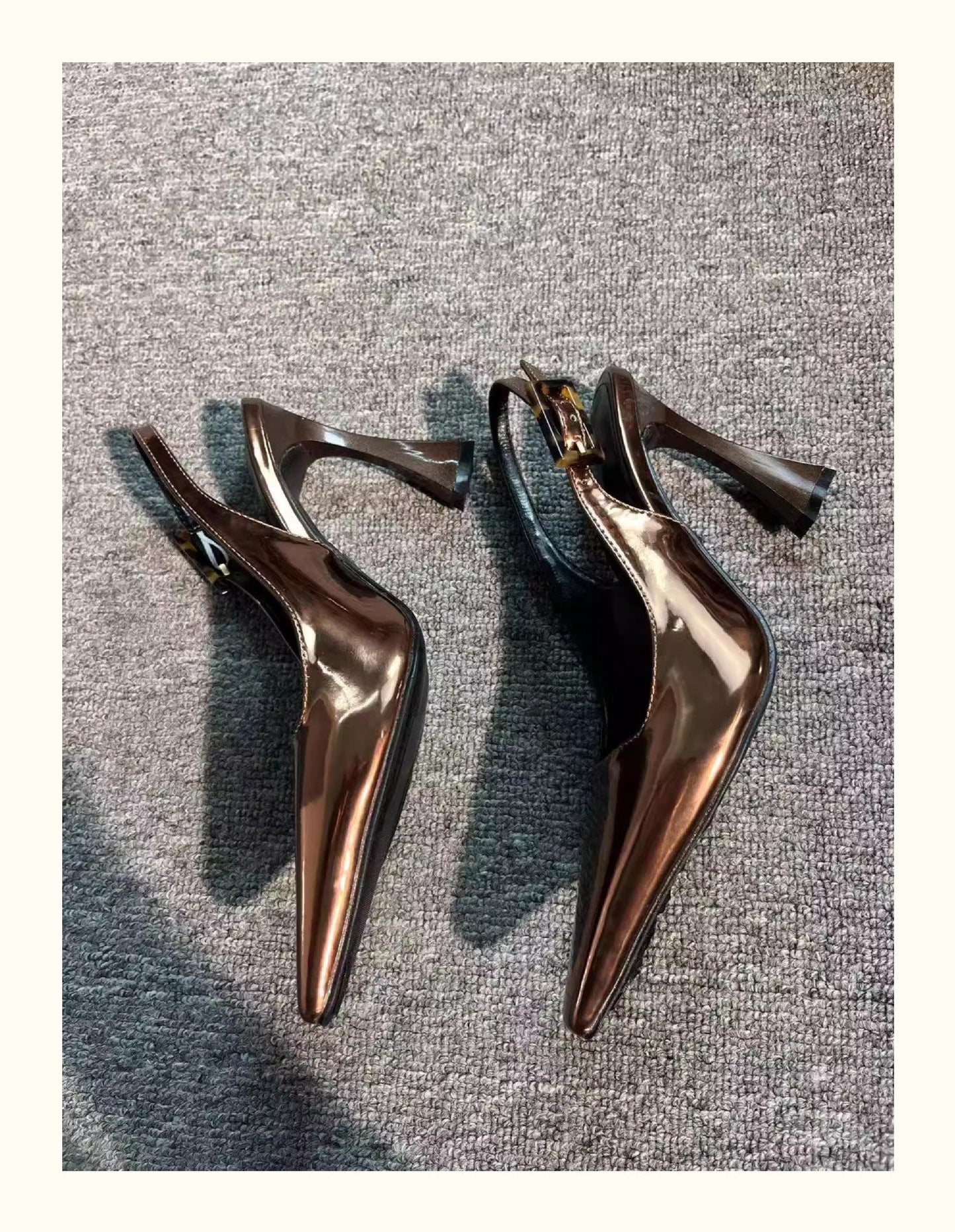 Chunky heel shoes朴彩英rose包头凉鞋女2024春季新尖头后空单鞋漆皮细跟性感高跟鞋