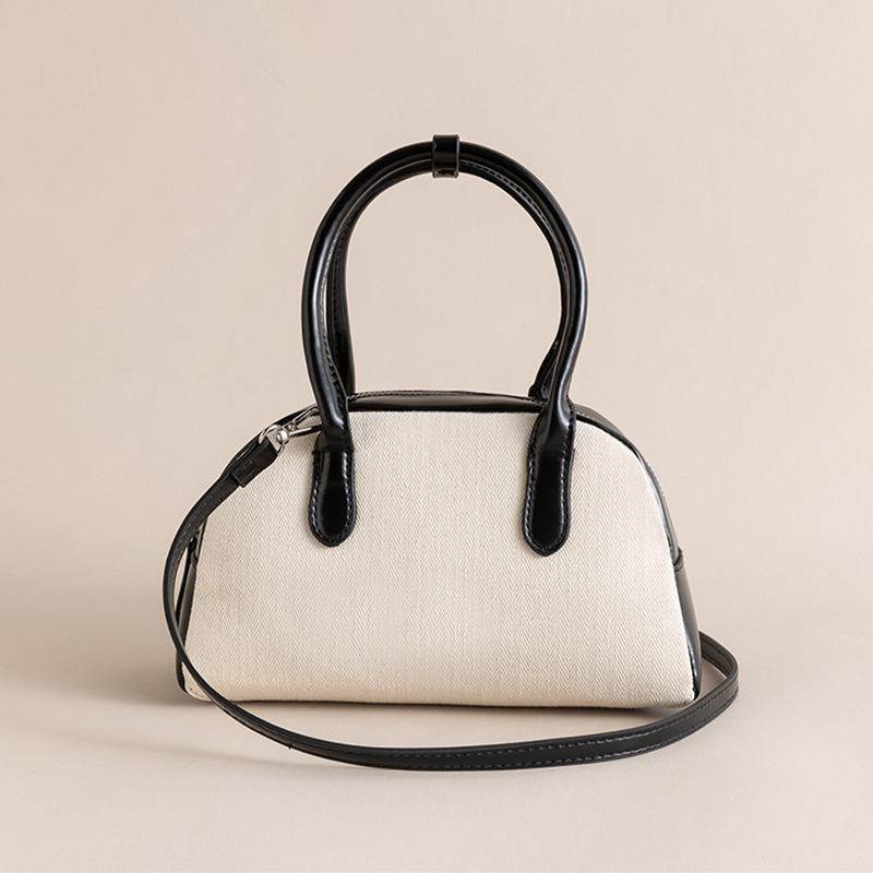 Shoulder handbag2024新款贝壳包 简约百搭迷你拼色保龄球包手提斜挎包波士顿包