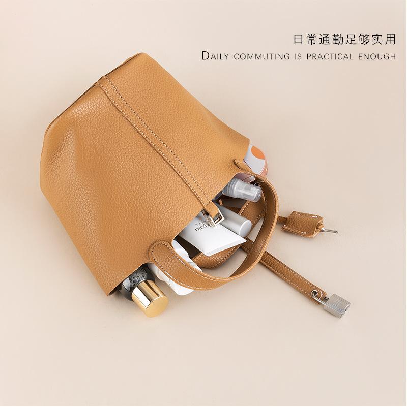 Shoulder handbag2024新款菜篮子包 荔枝纹纯色高级感手提子母包大容量水桶包现货
