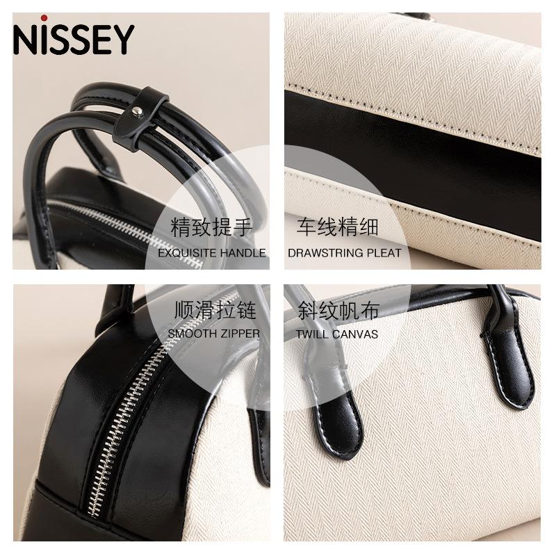 Shoulder handbag2024新款贝壳包 简约百搭迷你拼色保龄球包手提斜挎包波士顿包