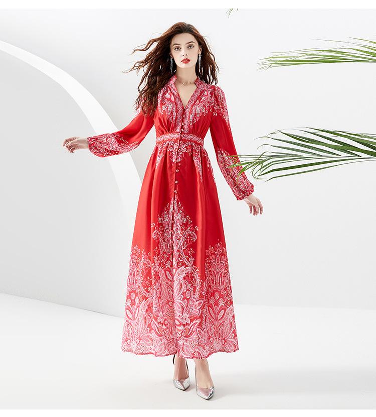 Party Romance with you D1 Long dress with red lantern sleeves