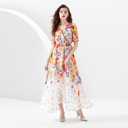 Party Romance with you D1 Painted dress with lantern sleeves