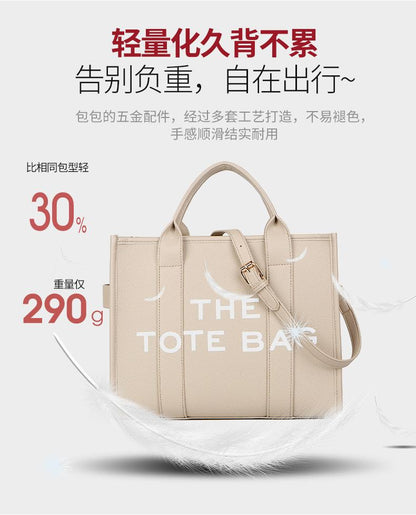 Tote bag外贸跨境新款女包女新款纯色PU字母托特包简约休闲斜挎大容量手提