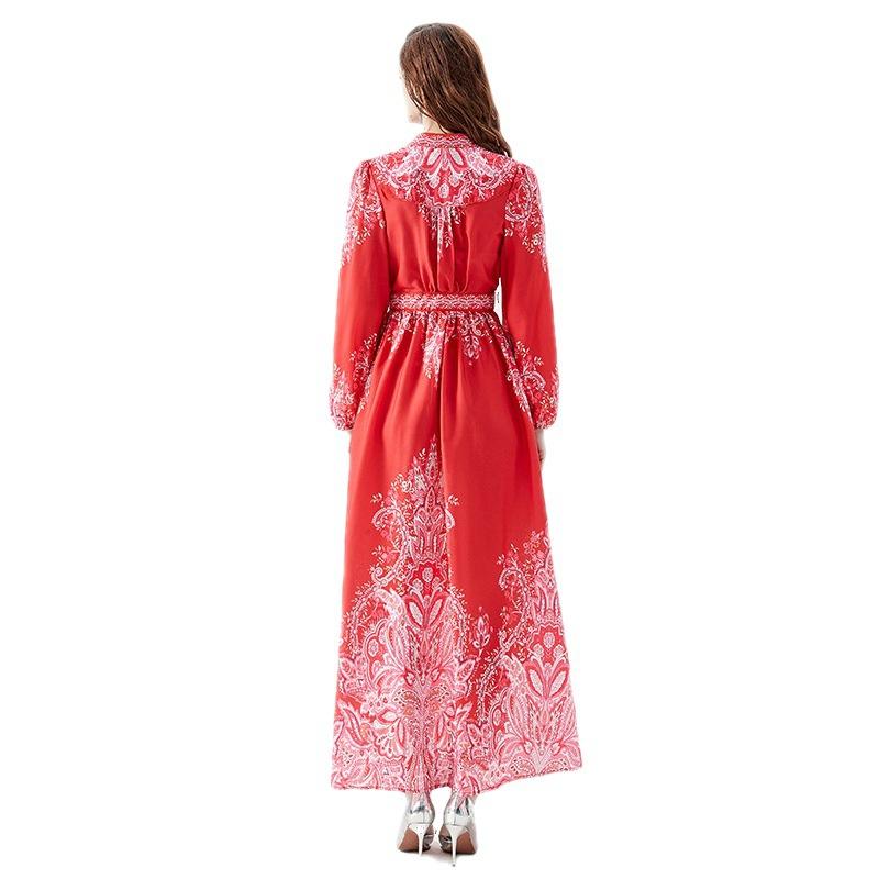 Party Romance with you D1 Long dress with red lantern sleeves