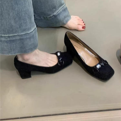 Chunky heel shoes玛丽珍鞋女仙女高跟鞋2024年新款法式气质优雅粉色爱心粗跟单鞋