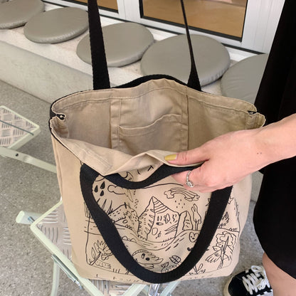 Shopping bag2791 ins风涂鸦帆布包女学生通勤背心包大容量单肩包手提托特包