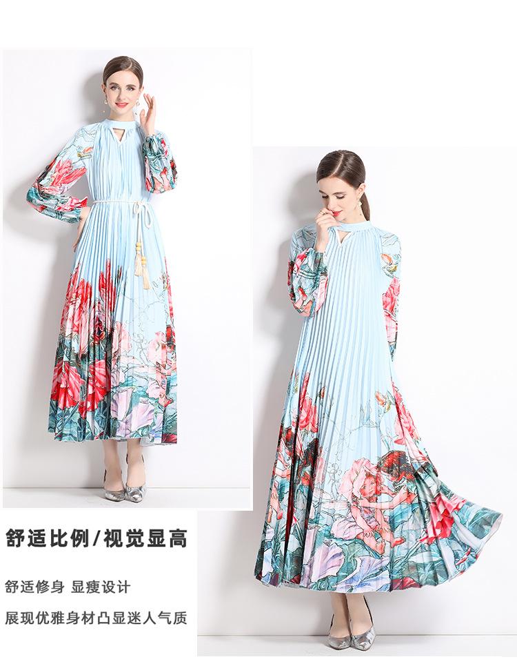 Romance with you D1 lantern sleeve fringe pleated dress