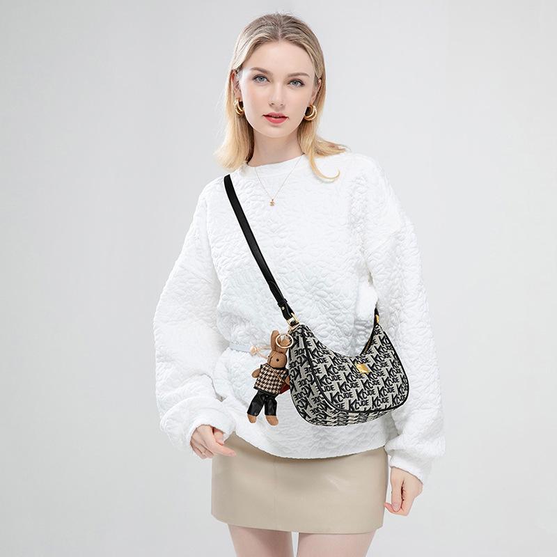 Sarah Embroidered High-grade Letter Jacquard Fabric Cross-body Bag