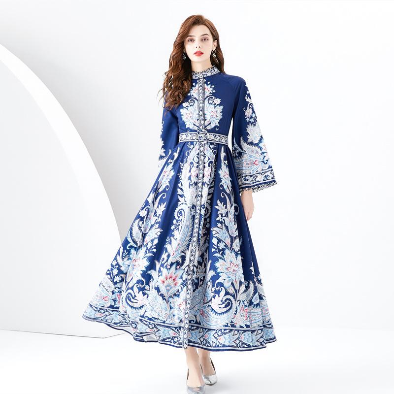 Romance with you D1 print dress with flared sleeves