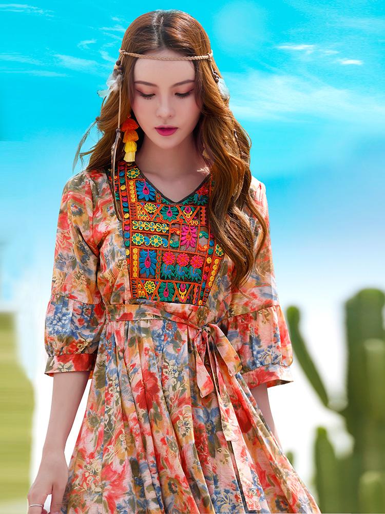 Bohemian Travel Ethnic Style Holiday Dress