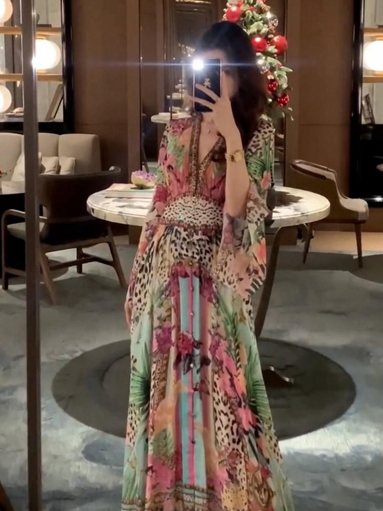 Bohemian Exquisite Lady Holiday Floral Bottoming Dress