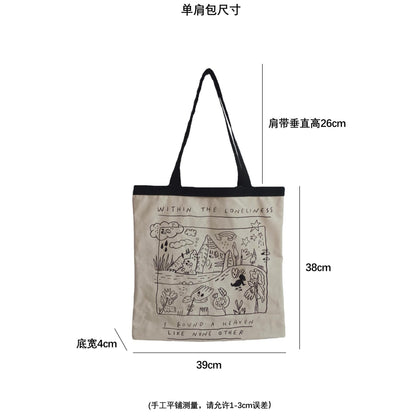 Shopping bag2791 ins风涂鸦帆布包女学生通勤背心包大容量单肩包手提托特包