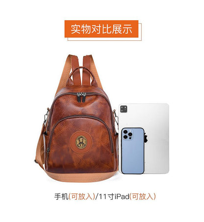 Backpack跨境外贸高级双肩包包女2024新款潮小众质感复古单肩包户外旅行包