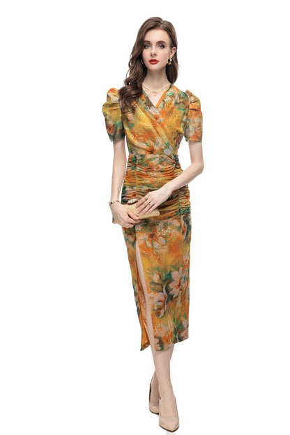 Fairy Fashion Printed Light Luxury Elastic Waist Dress