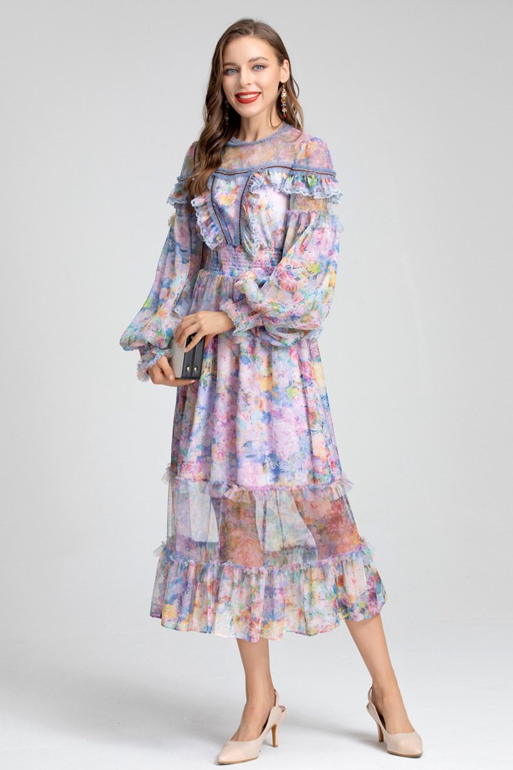 Fairy New Temperament Leisure Printing Perspective Dress