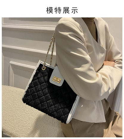 Shopping bag包包女2021新款菱格链条包韩版手提单肩时尚斜挎包包大容量女学生