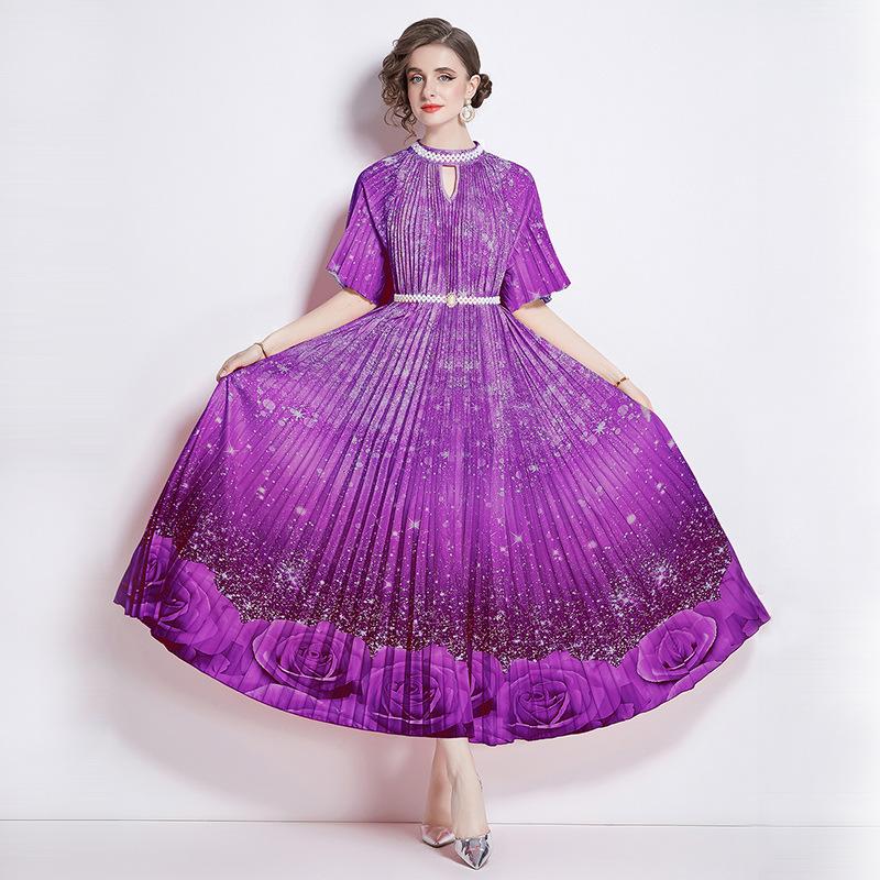 Fairy Pearl Button Pleated Dress