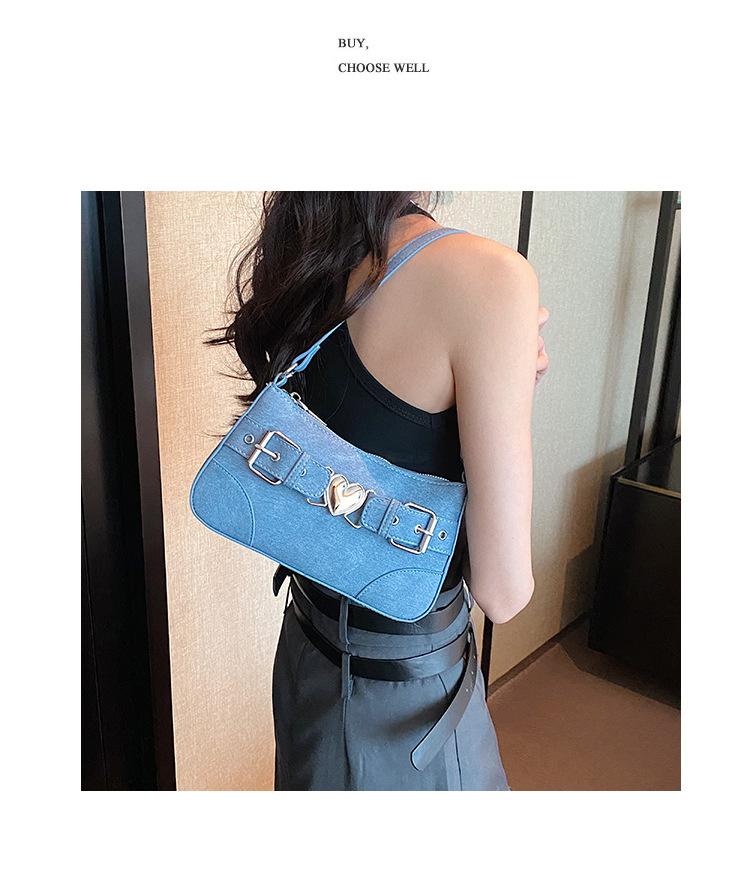 Shoulder handbag加工定制高级质感包包女2023新款牛仔布腋下包百搭简约单肩斜挎包