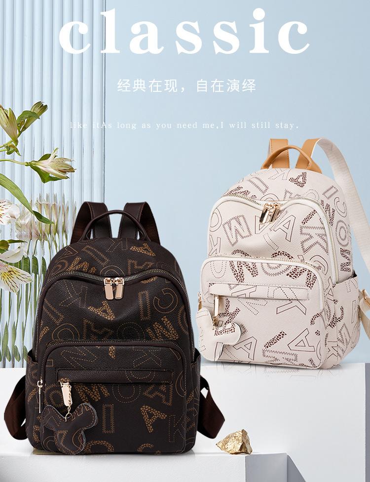 Backpack跨境2023新款女士双肩包潮搭网红热销大容量双肩包包字母背包厂家