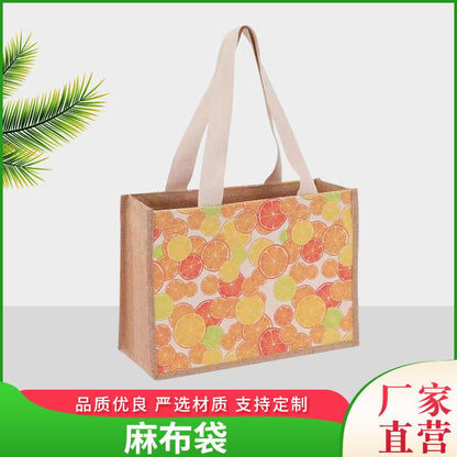 Shopping bag麻布袋现货礼品袋子DIY黄麻手绘亚麻手提袋棉麻环保购物袋批发