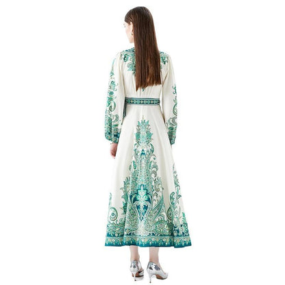 Bohemian Lantern Sleeve Printed Dress