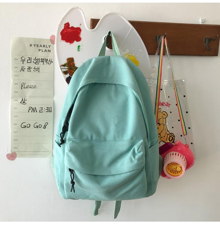 Backpack新款 时尚背包ins帆布双肩包女2023新款韩版校园纯色少女休闲书包