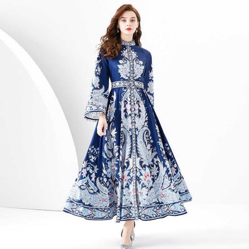 Romance with you D1 print dress with flared sleeves