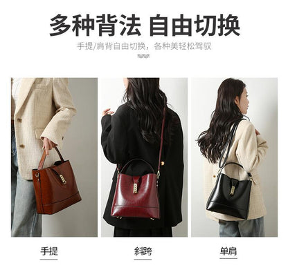 Shoulder handbag定制加工复古水桶包小众通勤包简约百搭单肩斜挎包小众通勤手提包