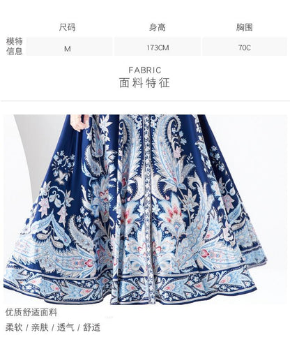 Romance with you D1 print dress with flared sleeves