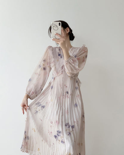 Fairy Drape Unique and Beautiful Temperament Long-sleeved Dress