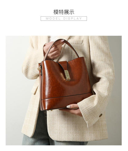 Shoulder handbag定制加工复古水桶包小众通勤包简约百搭单肩斜挎包小众通勤手提包