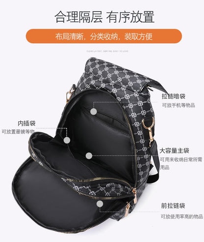 Backpack女士双肩包2023新款韩版软皮背包时尚简约多用斜挎胸包女士小背包