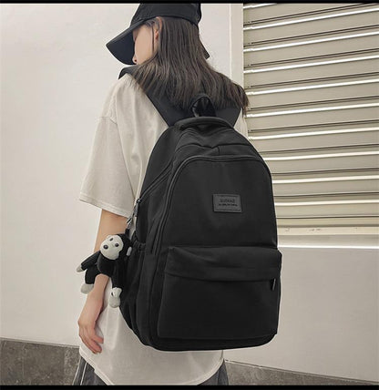 Backpack初中学生书包女2022韩版新款大容量原宿风休闲双肩背包男高中生潮