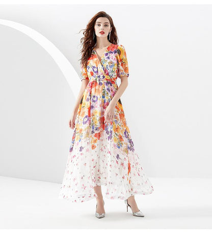 Party Romance with you D1 Painted dress with lantern sleeves